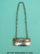 A Georgian hallmarked silver Port bottle ticket, London 1828,