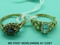 A 10k gold ring set with cubic zirconia and a 9ct gold ring (4.