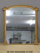 A 19thC gilt framed breakfront overmantel mirror (122 x 132cm)