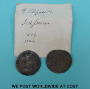 Two Elizabeth I sixpences 1579 & 1564, one F,