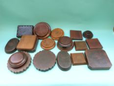 An oak box of approximately 50 19th century and later gavels and blocks