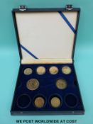 A case containing commemorative crowns, Islamic coins,