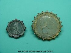 An 1819 George III crown mounted as a swivel brooch,