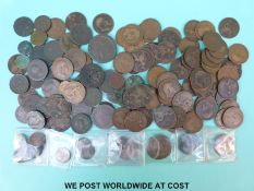 A collection of Georgian, Victorian and Edwardian etc copper coinage,