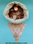 A canvas bank bag with lead seal containing 11.