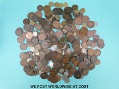 A small collection of largely UK coinage, pre-decimal with small silver content.