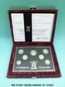 A 1996 deluxe Royal Mint cased UK silver anniversary coin collection,