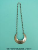 A Georgian hallmarked silver Sherry bottle ticket of curved design, Birmingham 1794, makers mark I.