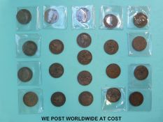 A small collection of 1918/19 'H' and KN pennies,