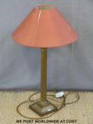 A brass Corinthian column table lamp,