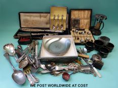 A collection of silver plate to include cutlery,