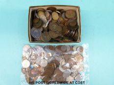 A collection of UK coinage, George III onwards, includes farthings, Edwardian pennies,