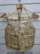 A Victorian satin gentleman's waistcoat with finely embroidered decoration and silk to the bands