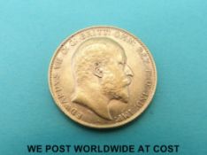 A 1909 Edward VII gold full sovereign