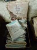 A box containing 12 un-opened packets ready to hang curtain swags and tails from the Compliments