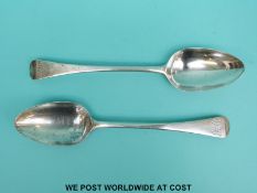 A pair of William IV hallmarked silver tablespoons, London 1830 maker John Barnard,