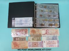 A Magpie collector's album containing an amateur collection of largely overseas coinage,