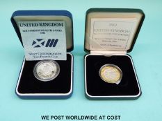 A 1986 XIII Commonwealth Games for Scotland cased silver £2 coin,