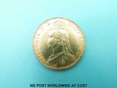 An 1887 Queen Victoria Jubilee head gold double sovereign,