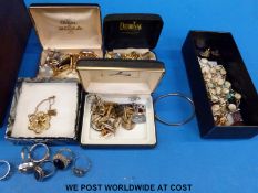 A collection of jewellery to include cufflinks, studs, a pair of silver cufflinks, silver earrings,