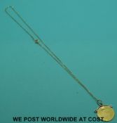 A 1791 George III half guinea coin mounted as a necklace (4.