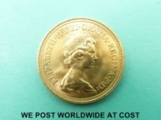 A 1974 Elizabeth II second head gold full sovereign