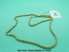 A 9ct gold rope twist necklace and bracelet (6.