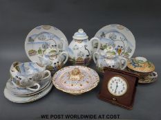 A Japanese tea set together with a Chinese tea bowl and saucer etc.