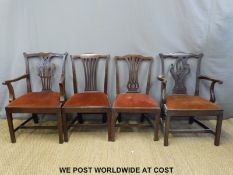 Four various Georgian Chippendale style armchairs including two carvers