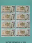 Eight consecutive uncirculated Royal Bank of Scotland 2005 £5 notes,