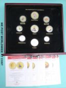 A cased set of 17 Changing Face of British Coinage gold plated coins comprising predecimals and