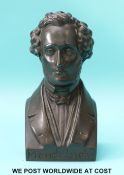 Pierre Joseph Chardigny (French 1794-1866) bronze bust of Felix Mendelssohn,