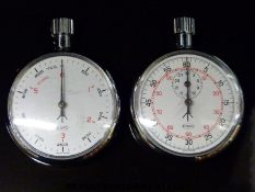 Two Cabot Watch Company CWC military stopwatches,