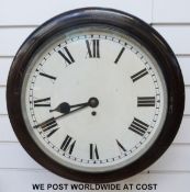 A 19th century fusee dial wall clock, the painted Roman dial with spade hands,