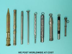 A quantity of hallmarked silver and other propelling pencils etc.