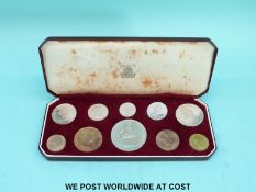 A 1953 cased Coronation set, crown to farthing,