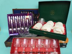 A six place setting canteen of cutlery in oak case,