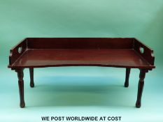 A White & Wright, Liverpool mahogany butler's tray with folding legs,