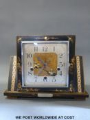 An Art Deco chinoiserie three train mantel clock by Enfield in square case,