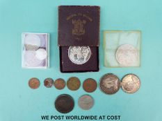 An 1893 crown, 1951 crown, 1966 Canada dollar etc.