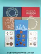 Five Royal Mint cased Uk coin sets 1972, 1973, 1974,