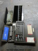 A quantity of measuring tools to include Moore & Wright depth micrometer, Baty thread gauge,
