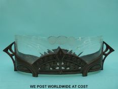 A glass and WMF pewter mounted oval bowl,