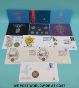 Five proof coin sets comprising UK and Channel Islands etc.