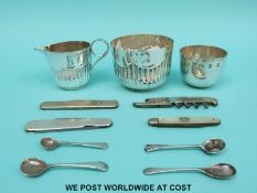 A quantity of hallmarked silver items to include a feature hallmarked bowl, Chester 1962,