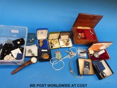 A collection of jewellery to include silver, yellow metal earrings, pearl necklace,