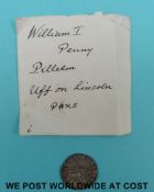 William I silver penny PAX type UFF on Lincoln