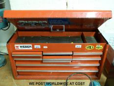 A snap on nine drawer bench top tool box