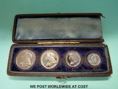 An 1899 Queen Victoria veiled head uncirculated four coin cased set