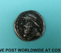 Ancient Parthian silver coin Mithradates II 121-91 BC, 19mm diameter, 3.